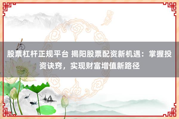 股票杠杆正规平台 揭阳股票配资新机遇：掌握投资诀窍，实现财富增值新路径
