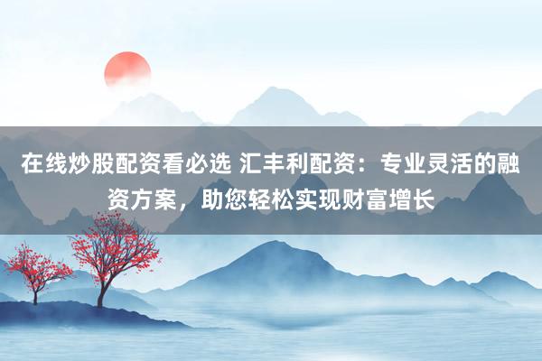 在线炒股配资看必选 汇丰利配资：专业灵活的融资方案，助您轻松实现财富增长