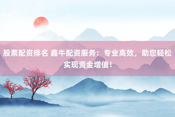 股票配资排名 鑫牛配资服务：专业高效，助您轻松实现资金增值！