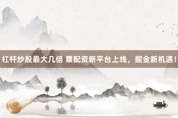 杠杆炒股最大几倍 票配资新平台上线，掘金新机遇！