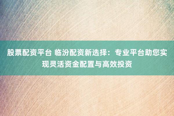 股票配资平台 临汾配资新选择：专业平台助您实现灵活资金配置与高效投资