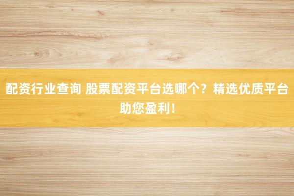 配资行业查询 股票配资平台选哪个?精选优质平台助您盈利!