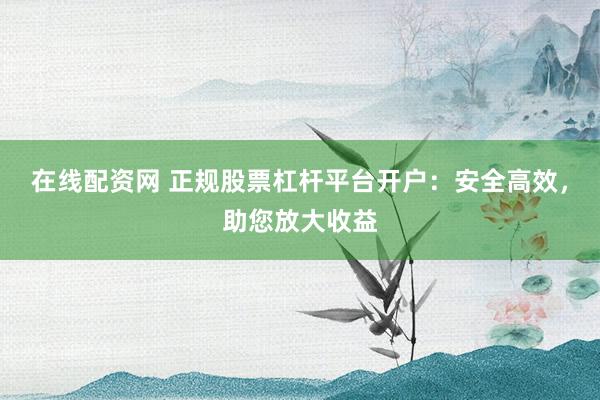 在线配资网 正规股票杠杆平台开户:安全高效,助您放大收益