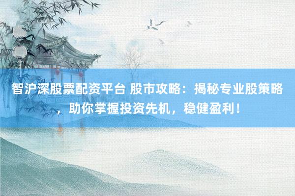 智沪深股票配资平台 股市攻略:揭秘专业股策略,助你掌握投资先机,稳健盈利!