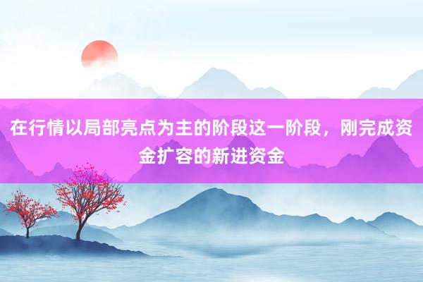 在行情以局部亮点为主的阶段这一阶段，刚完成资金扩容的新进资金