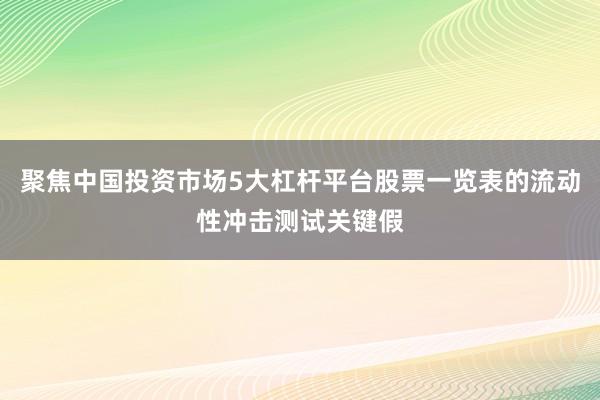 聚焦中国投资市场5大杠杆平台股票一览表的流动性冲击测试关键假