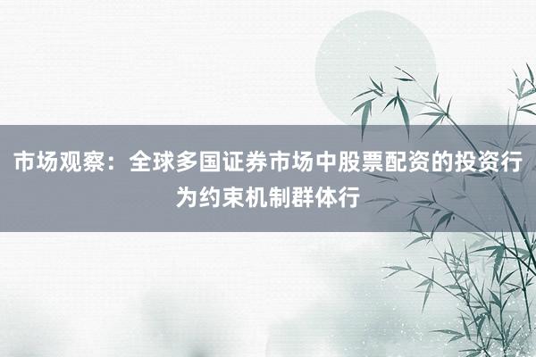市场观察：全球多国证券市场中股票配资的投资行为约束机制群体行