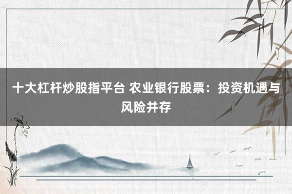 十大杠杆炒股指平台 农业银行股票：投资机遇与风险并存